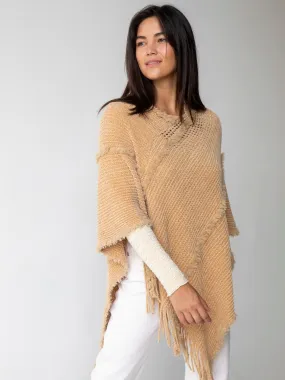 Chenille Poncho Scarf - Tan