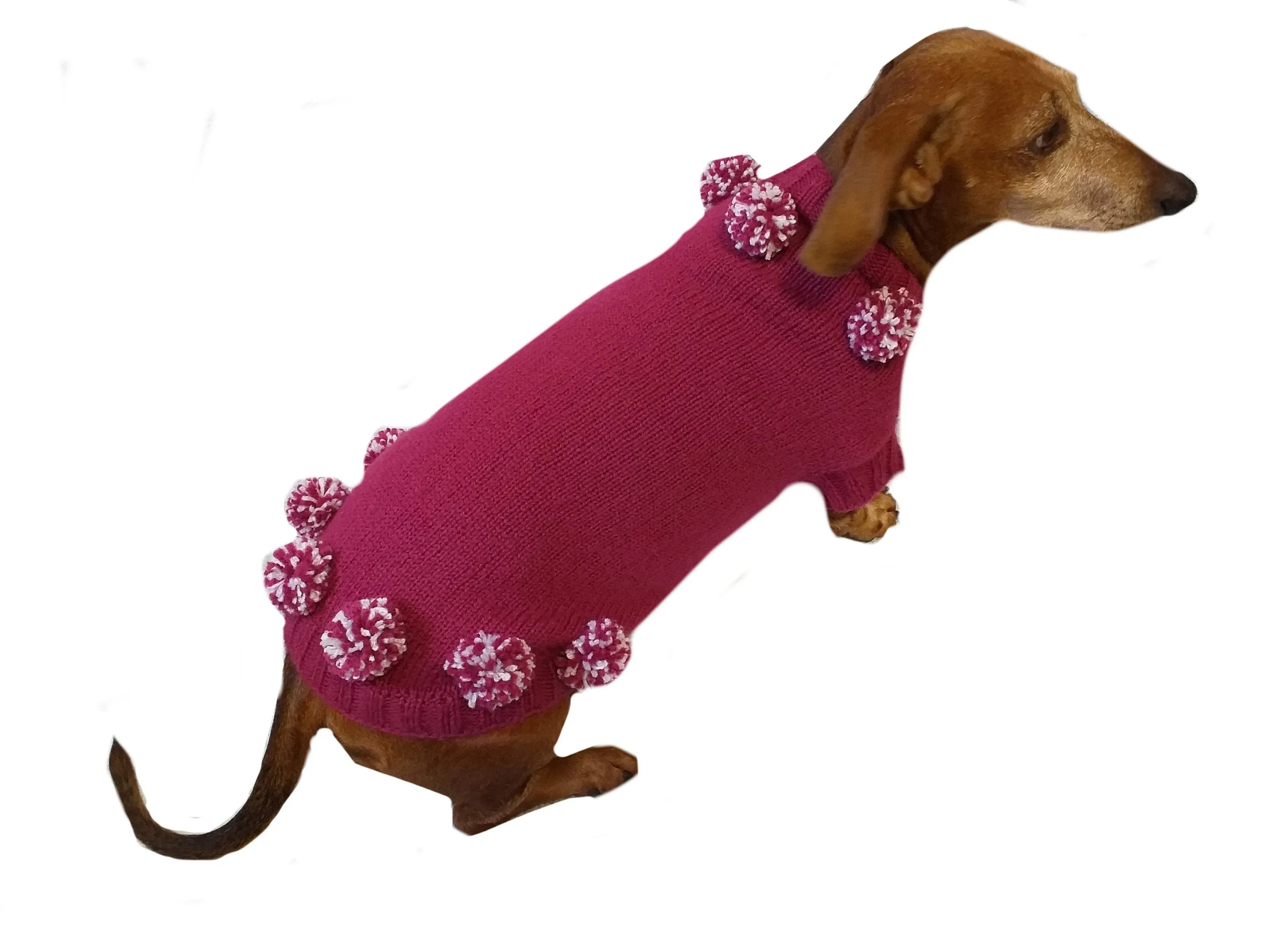 Christmas dachshund clothes pom-pom sweater