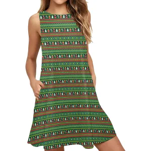 Christmas Sweater Sleeveless A-Line Pocket Dress