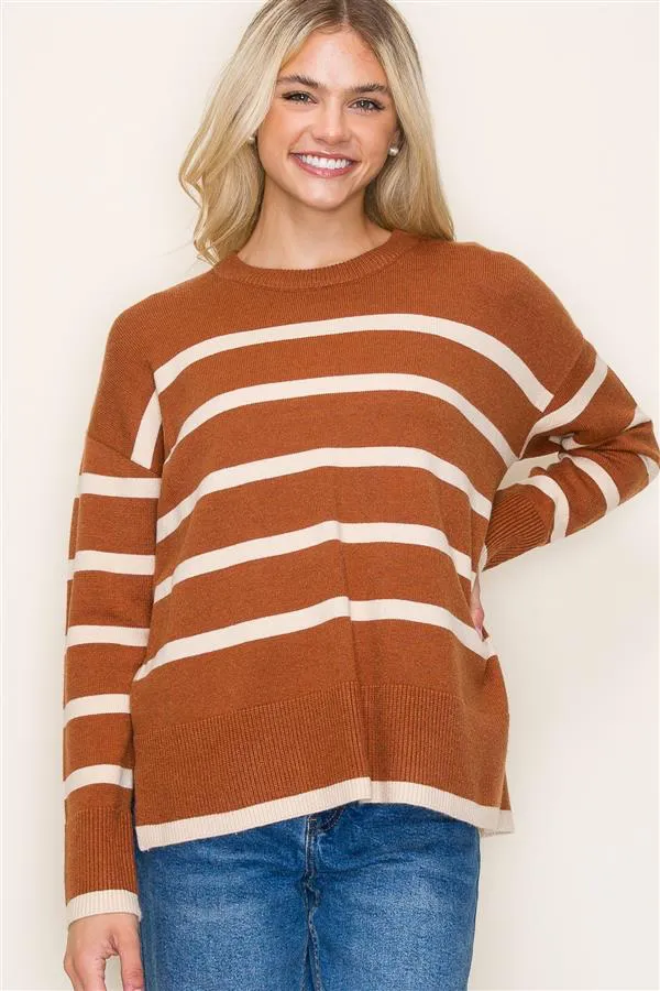 Coffee To Go Striped Sweaters - 2 Colors! - FINAL SALE