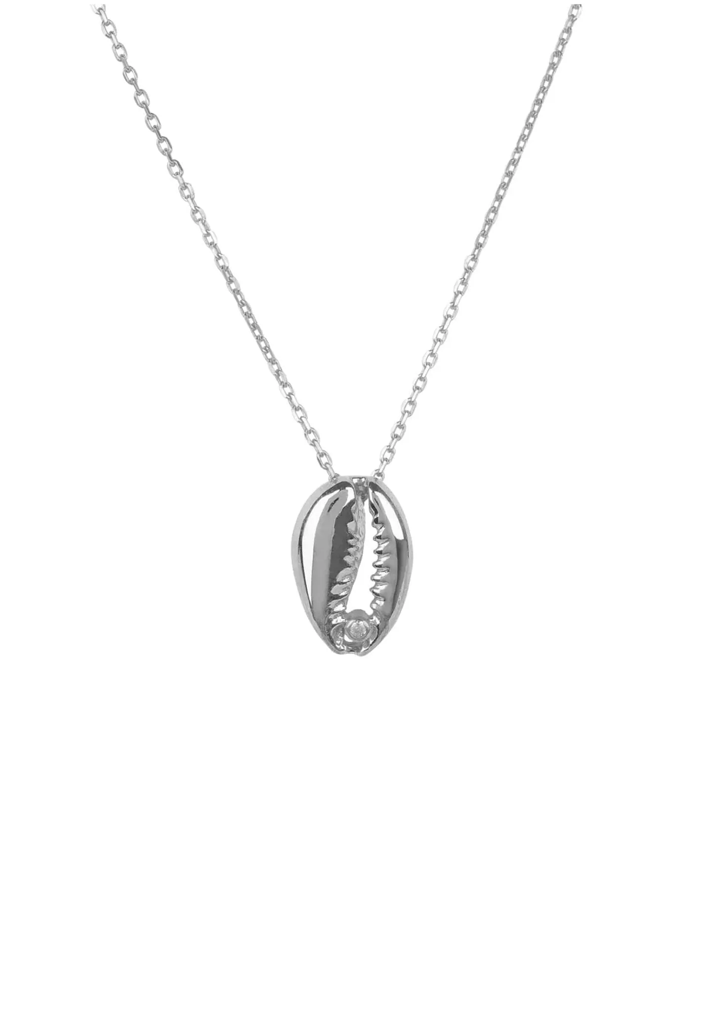 Cowrie Small Shell Pendant Necklace Silver