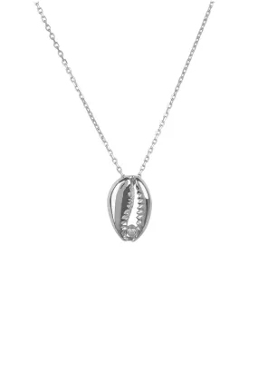 Cowrie Small Shell Pendant Necklace Silver