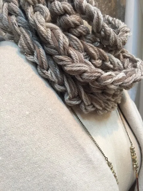 Crochet Strand Cowl Scarf Sand Multi