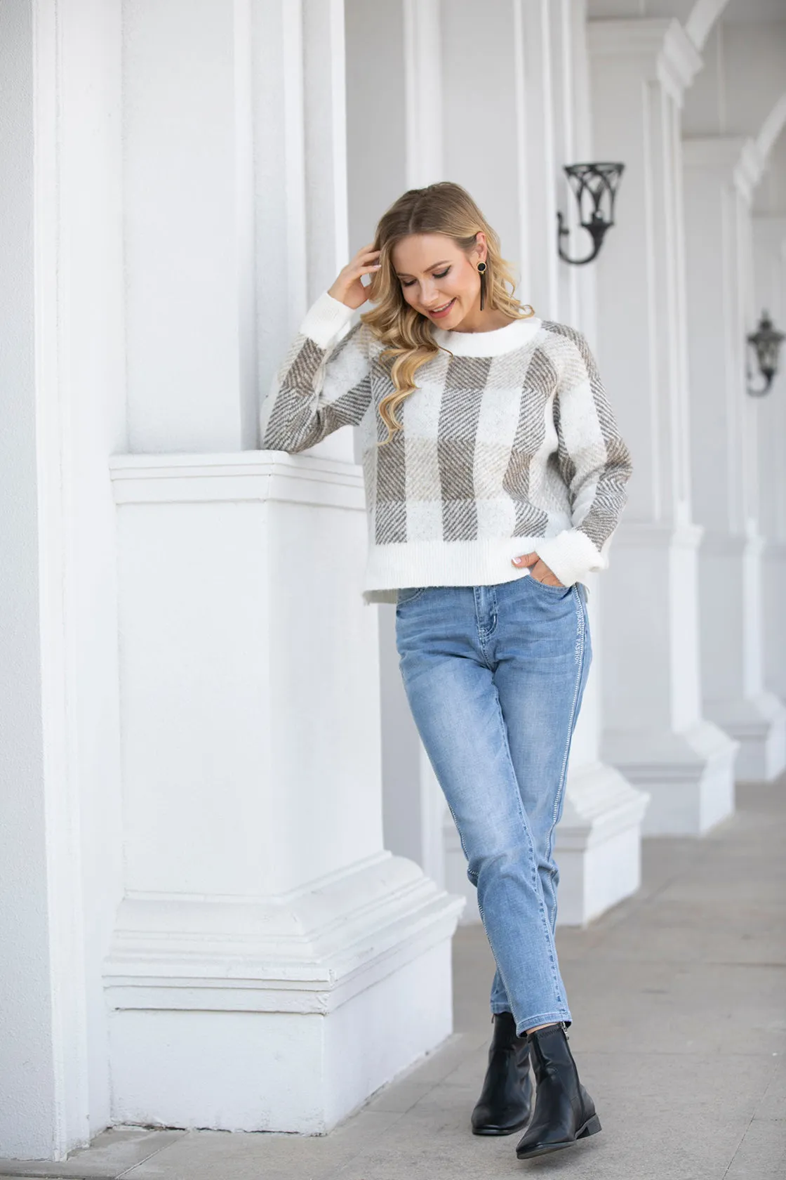 Crosshatch Delight Knitted Sweater