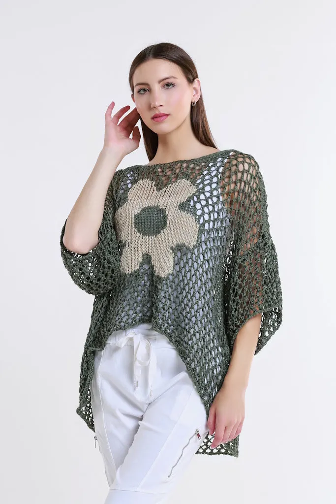 Daisy Kelsey SS Hi/Low Open Knit Sweater (BSS302D)