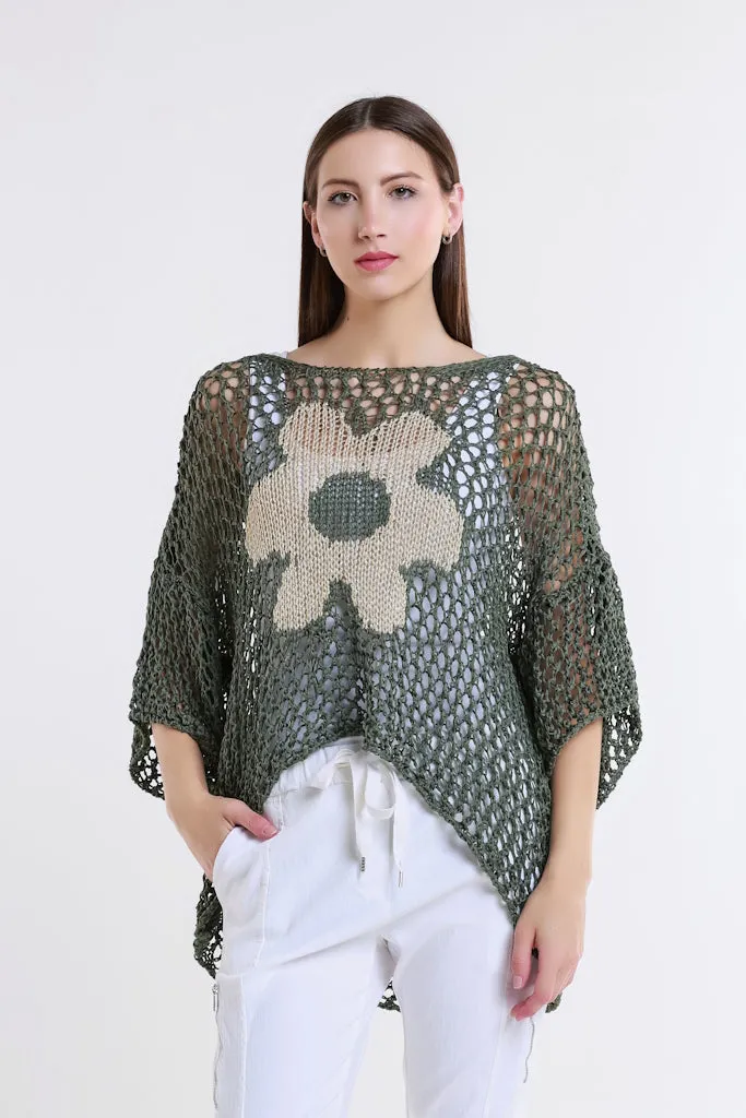 Daisy Kelsey SS Hi/Low Open Knit Sweater (BSS302D)