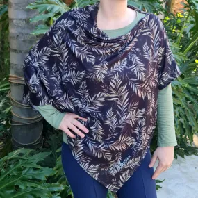 Dark Leaves - Jersey Wrap Poncho