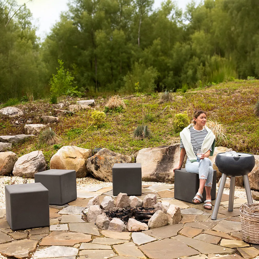 Dark Stone Cooler and 4 Cube Stool Set