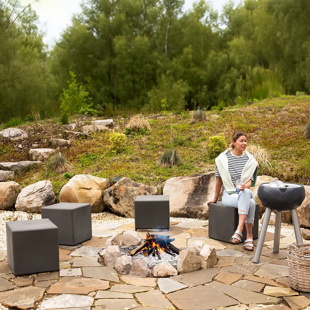 Dark Stone Cooler and 4 Cube Stool Set