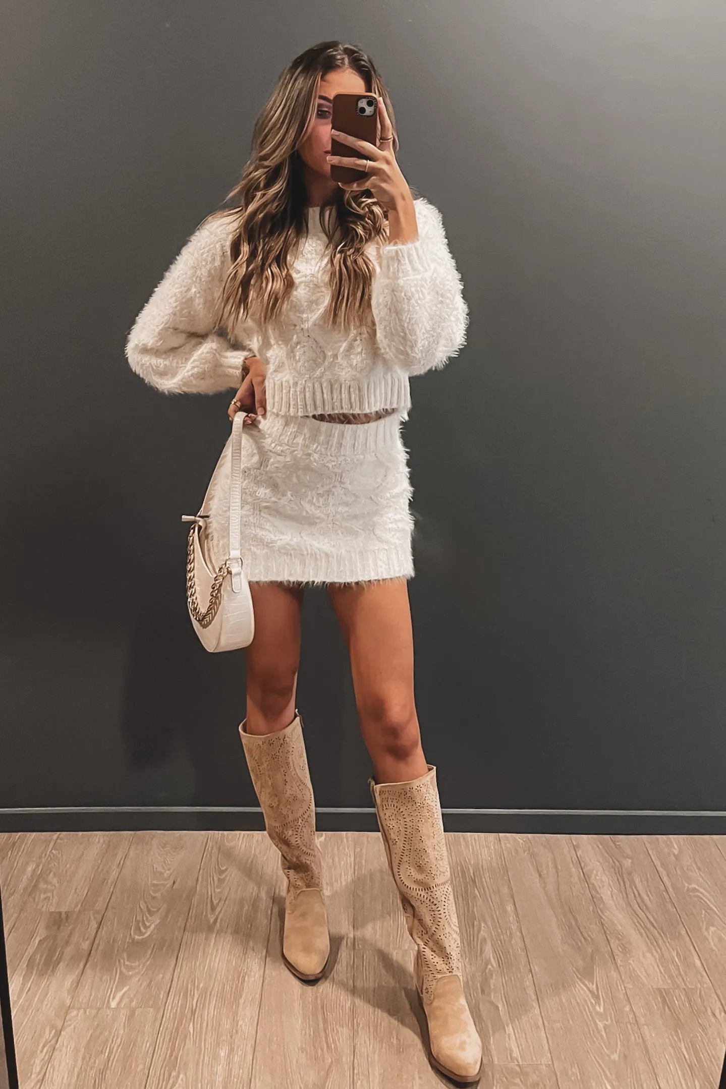 DEAL Love At First Snow Fall Sweater Mini Skirt