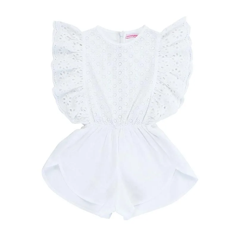 Delphine Playsuit - White Lace