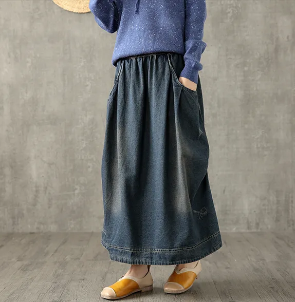 Denim Casual Cotton  loose fitting Women's Skirts  DZA200612