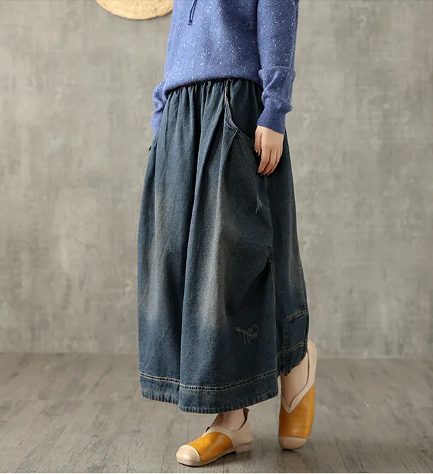 Denim Casual Cotton  loose fitting Women's Skirts  DZA200612