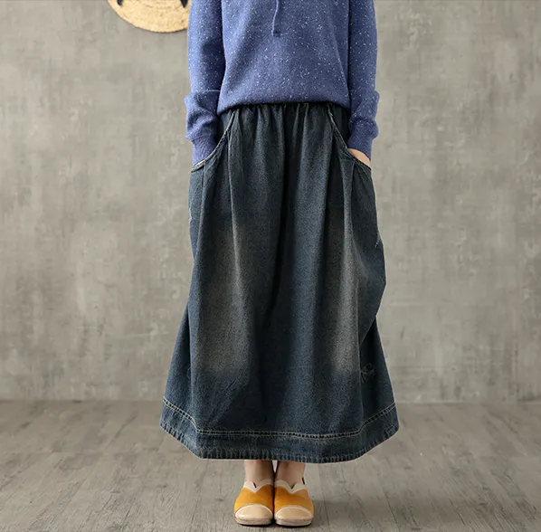 Denim Casual Cotton  loose fitting Women's Skirts  DZA200612