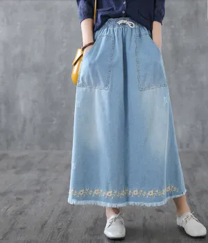 Denim Casual Cotton  loose fitting Women's Skirts  DZA200632