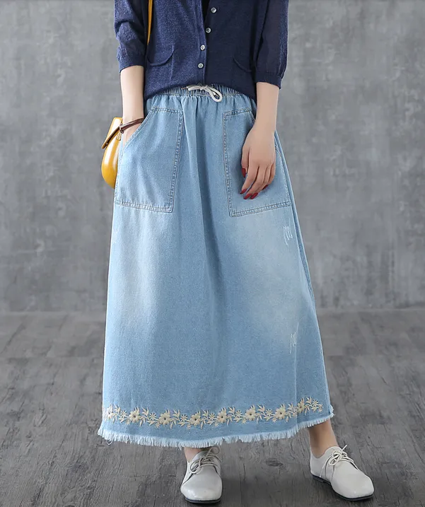 Denim Casual Cotton  loose fitting Women's Skirts  DZA200632