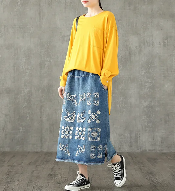 Denim Casual Cotton  loose fitting Women's Skirts DZA2007123