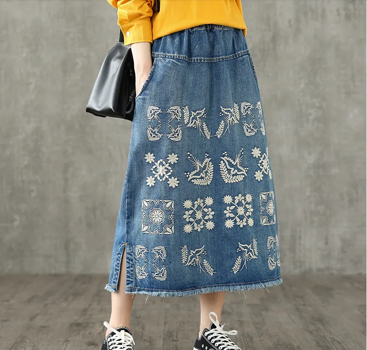 Denim Casual Cotton  loose fitting Women's Skirts DZA2007123