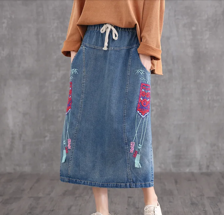 Denim Casual Cotton  loose fitting Women's Skirts DZA2007124