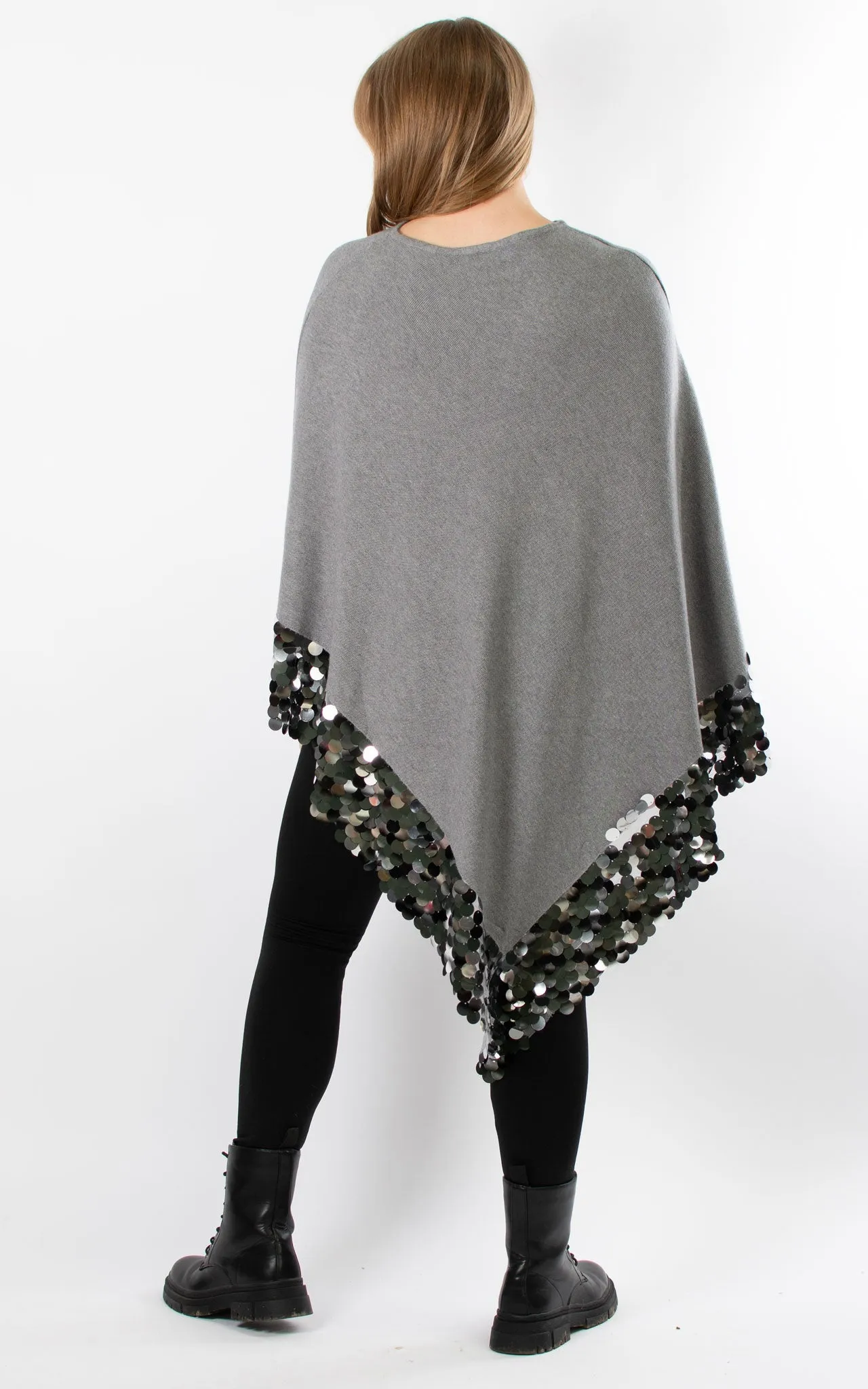 Denise Trim Poncho | Grey