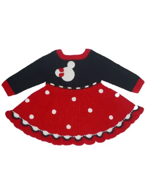 Disney Style Handmade Beautiful Crochet Full Sleeve Frock For Baby