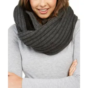 DKNY Womens Fleece Line Knit Infinity Scarf Grey