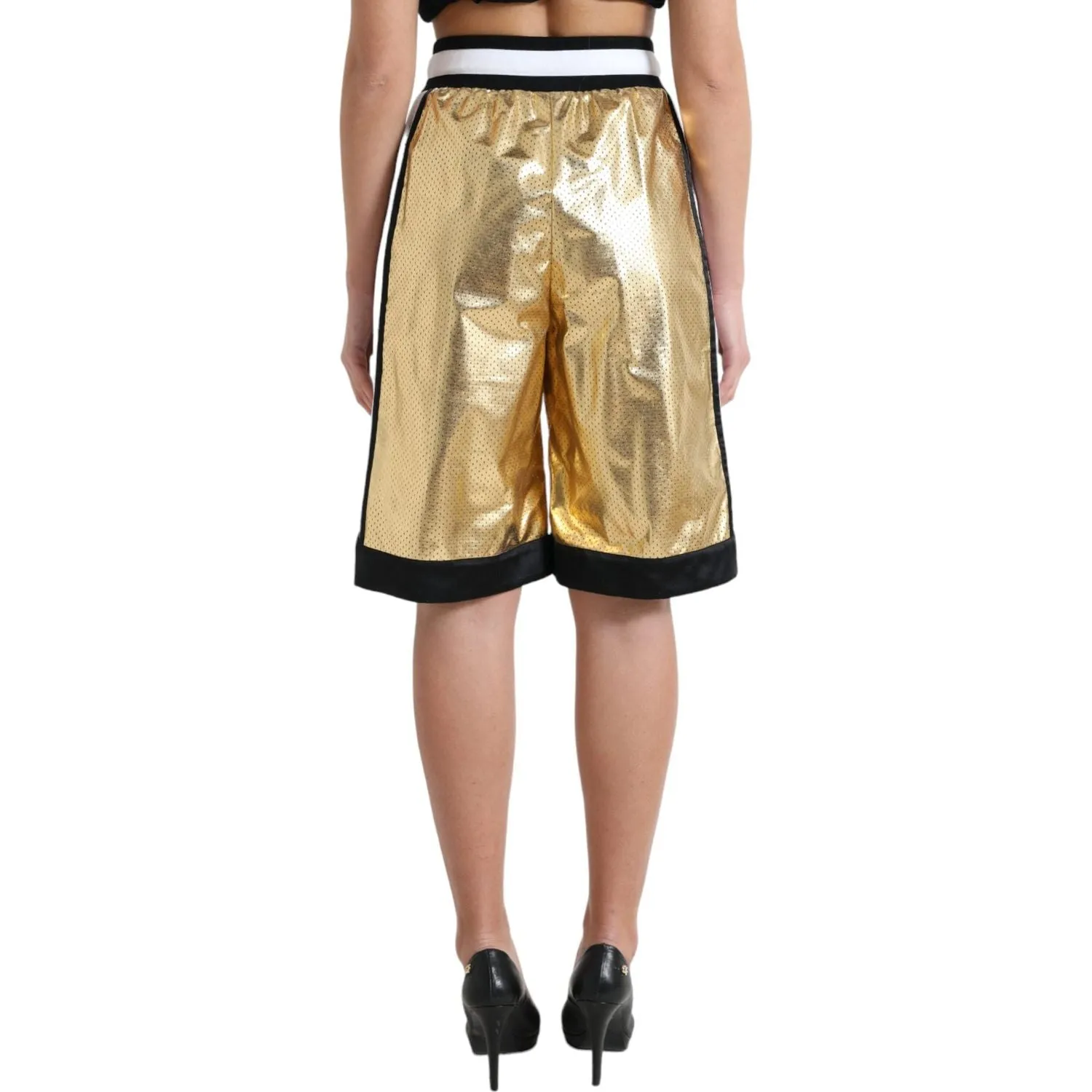 Dolce & Gabbana Elevated Elegance: High Waist Golden Shorts