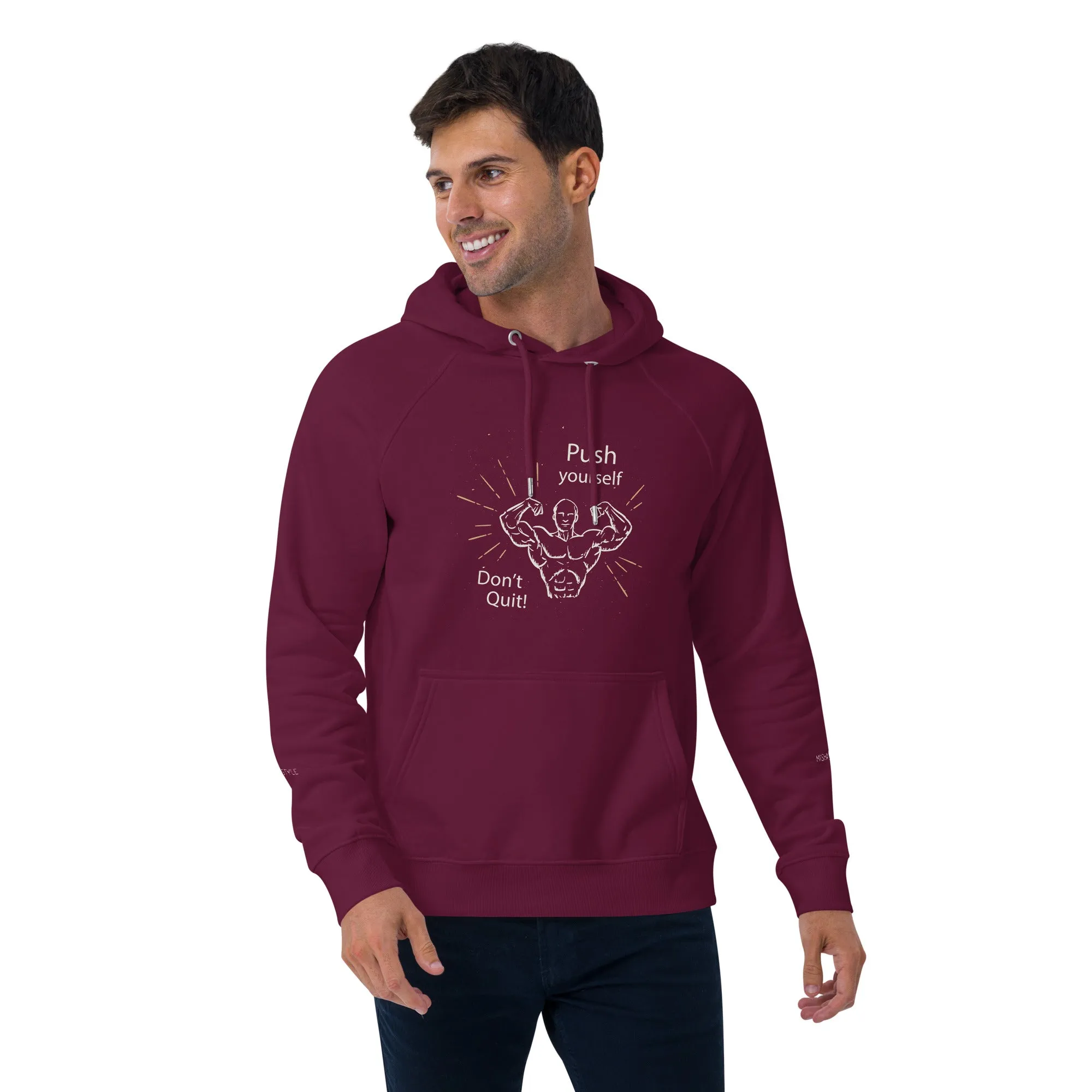 Don't Quit eco raglan Men hoodie - Red Wine