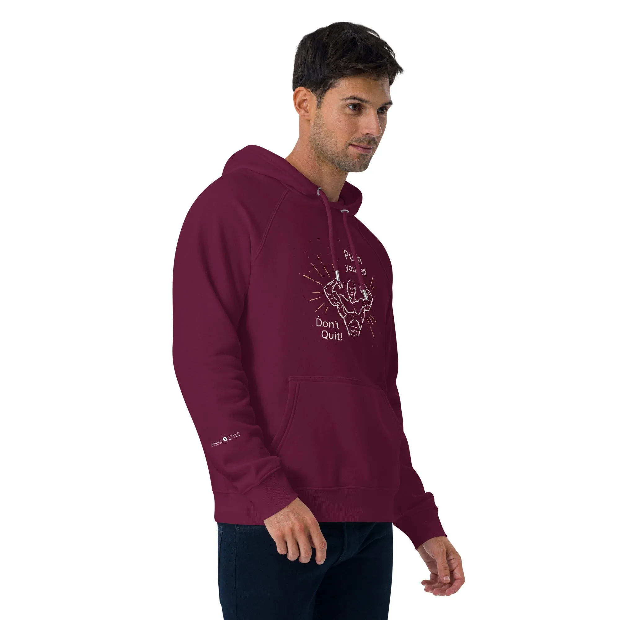 Don't Quit eco raglan Men hoodie - Red Wine