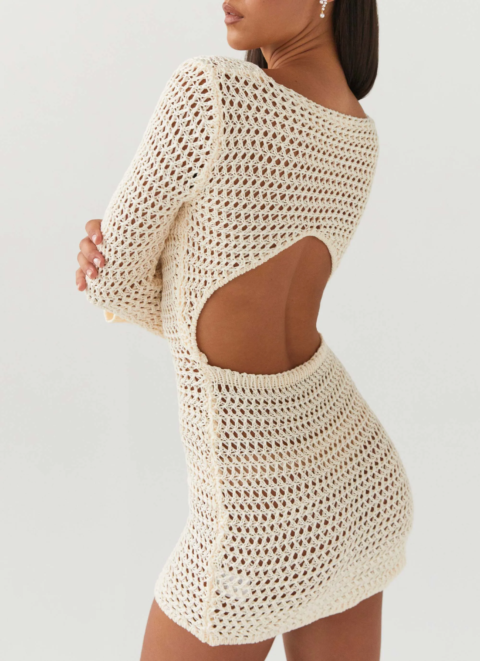 Down For The Ride Crochet Mini Dress - Ivory