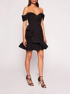 Draped Taffeta Mini Dress