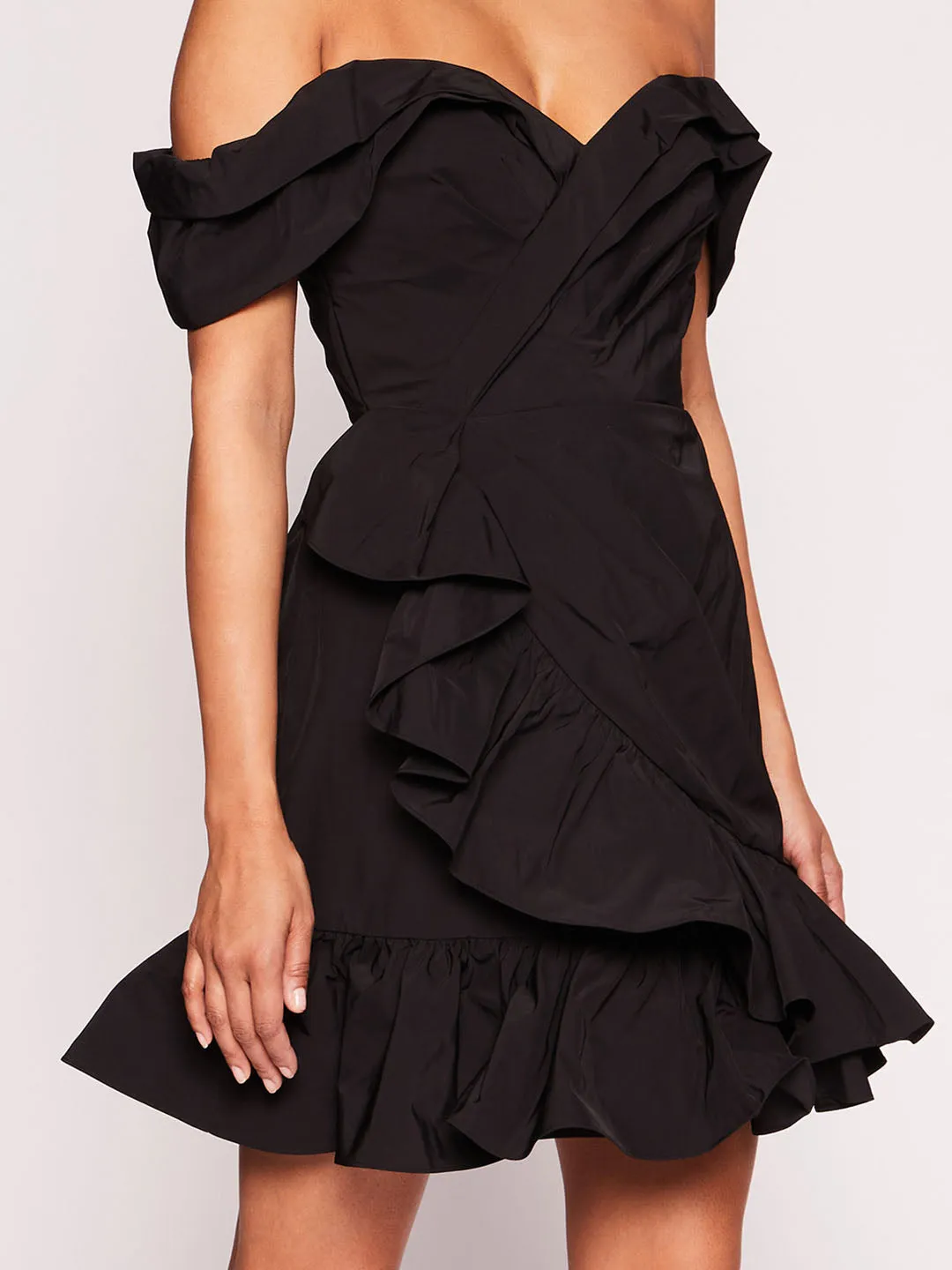 Draped Taffeta Mini Dress