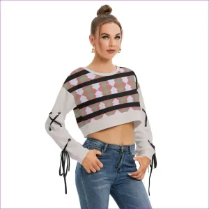 Eclectic 2 Womens Long Sleeve Cropped Sweatshirt With Lace up Sleeves