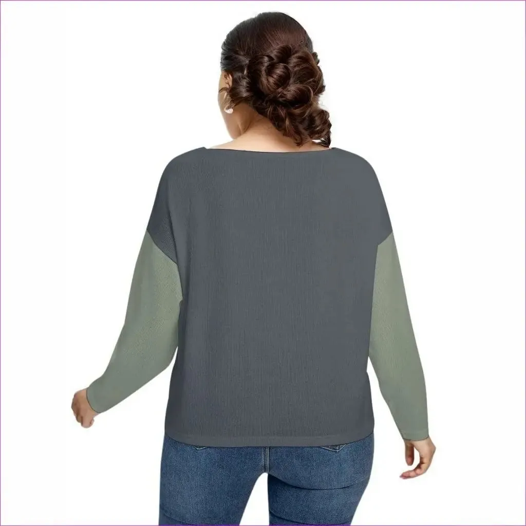 Eclectic Womens Drop-shoulder Imitation Knitted Sweater Voluptuous ( ) Plus Size