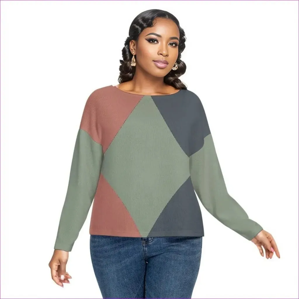 Eclectic Womens Drop-shoulder Imitation Knitted Sweater Voluptuous ( ) Plus Size