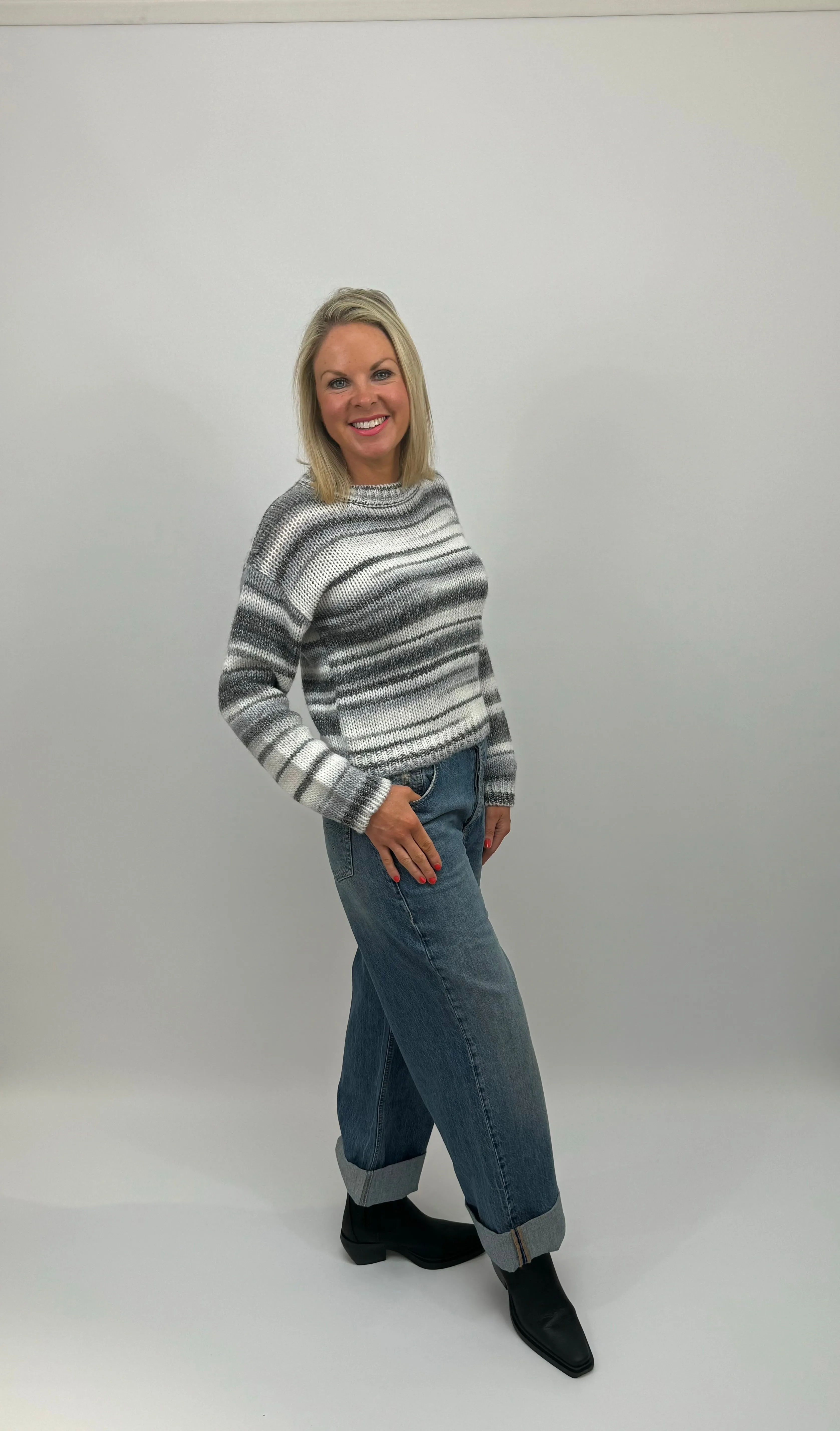 EMME Grey Stripe Sweater