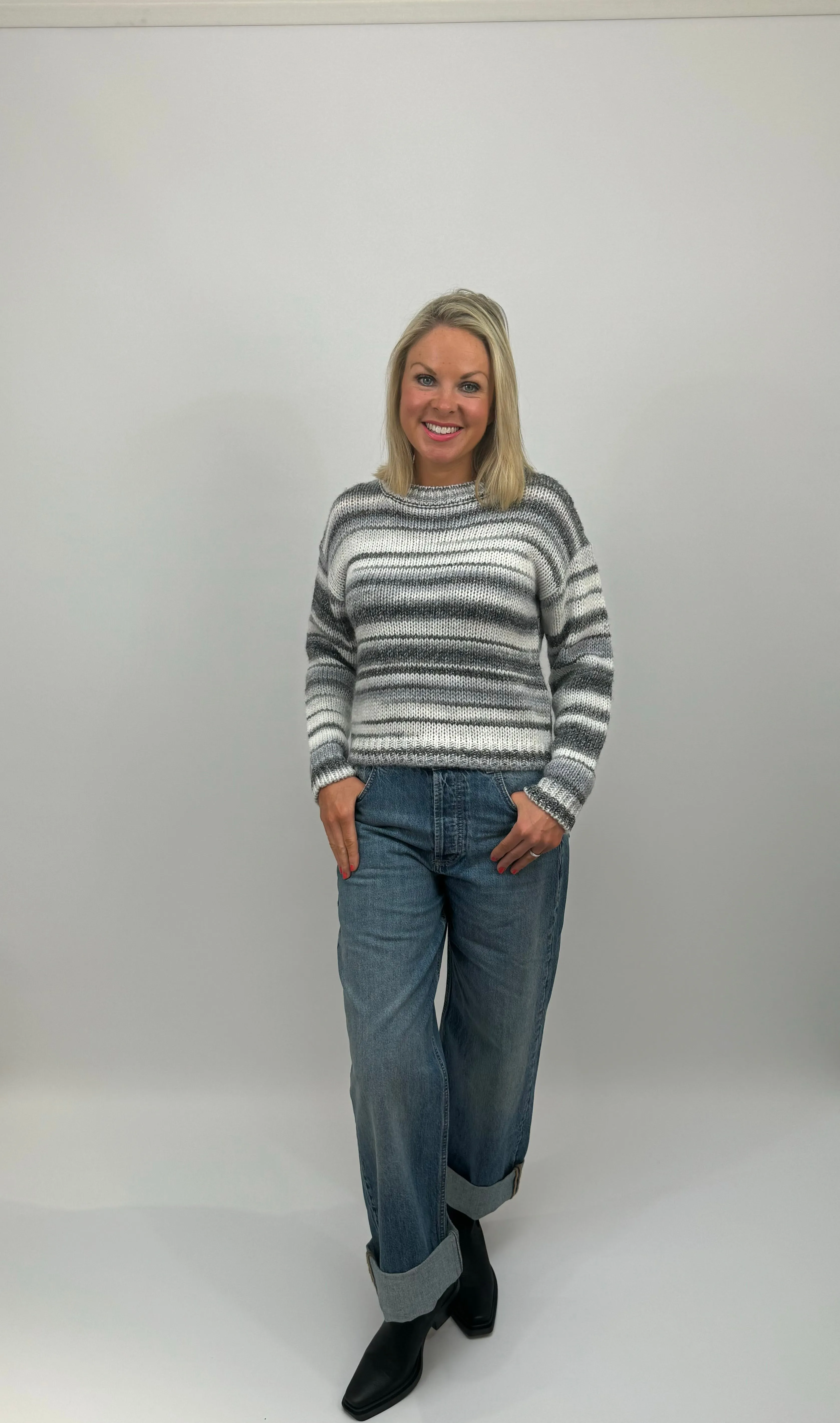 EMME Grey Stripe Sweater