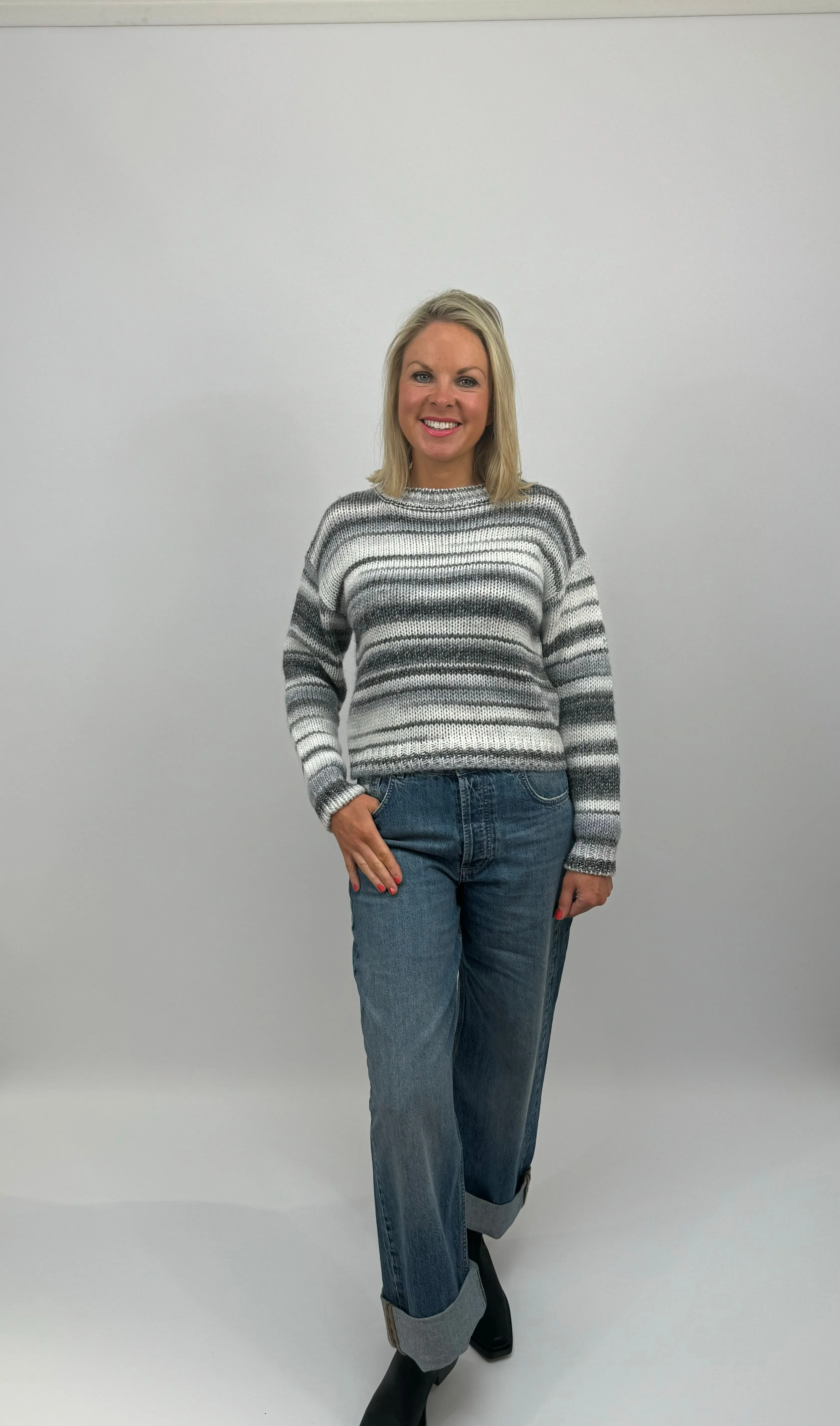 EMME Grey Stripe Sweater