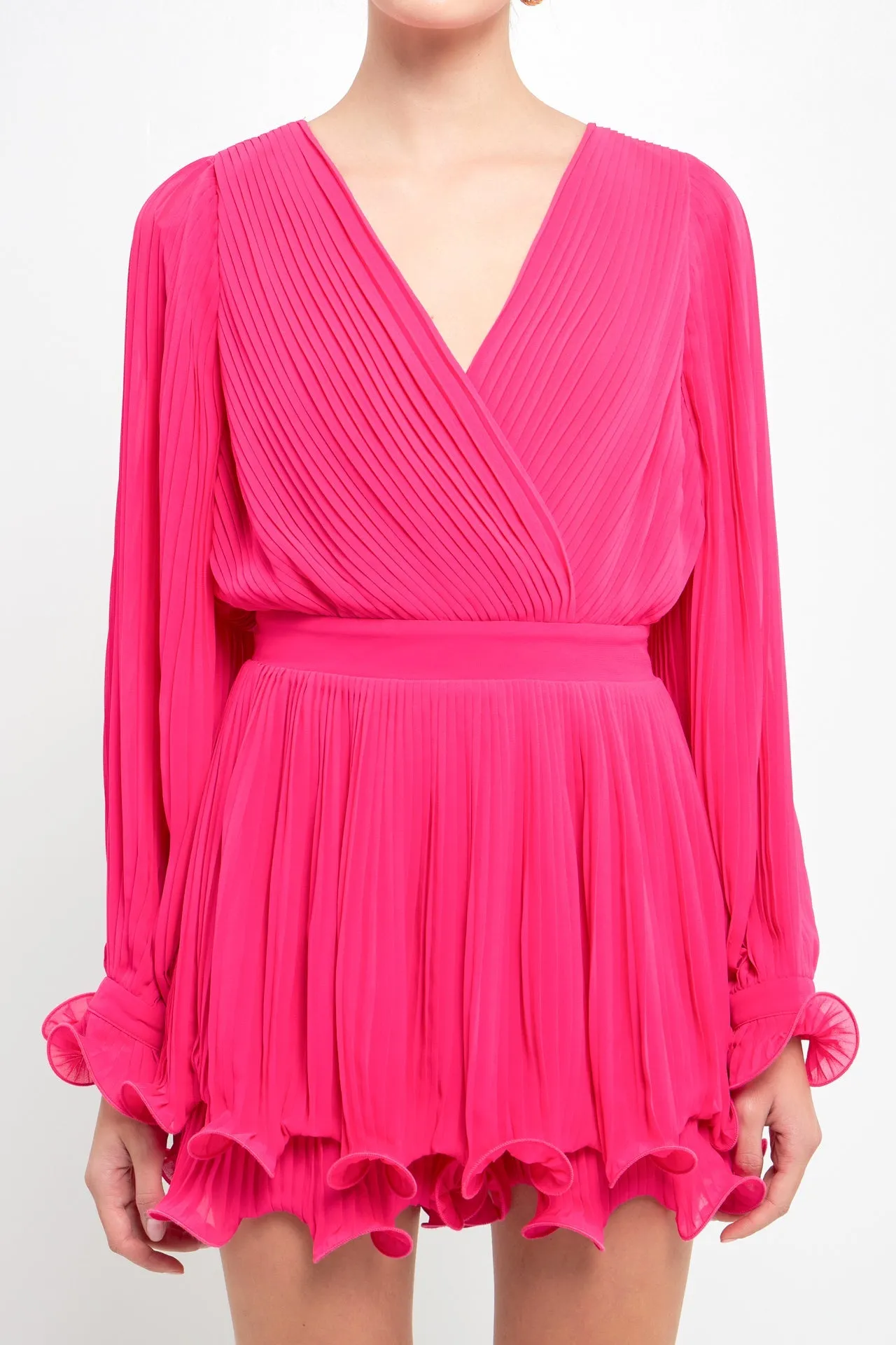 Endless Rose - Pleated Long-Sleeve Romper