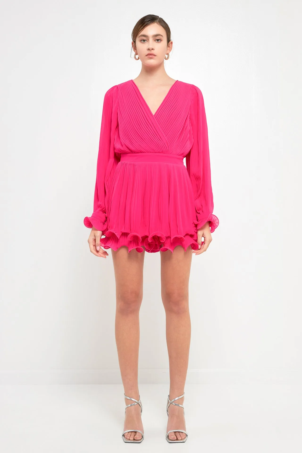 Endless Rose - Pleated Long-Sleeve Romper