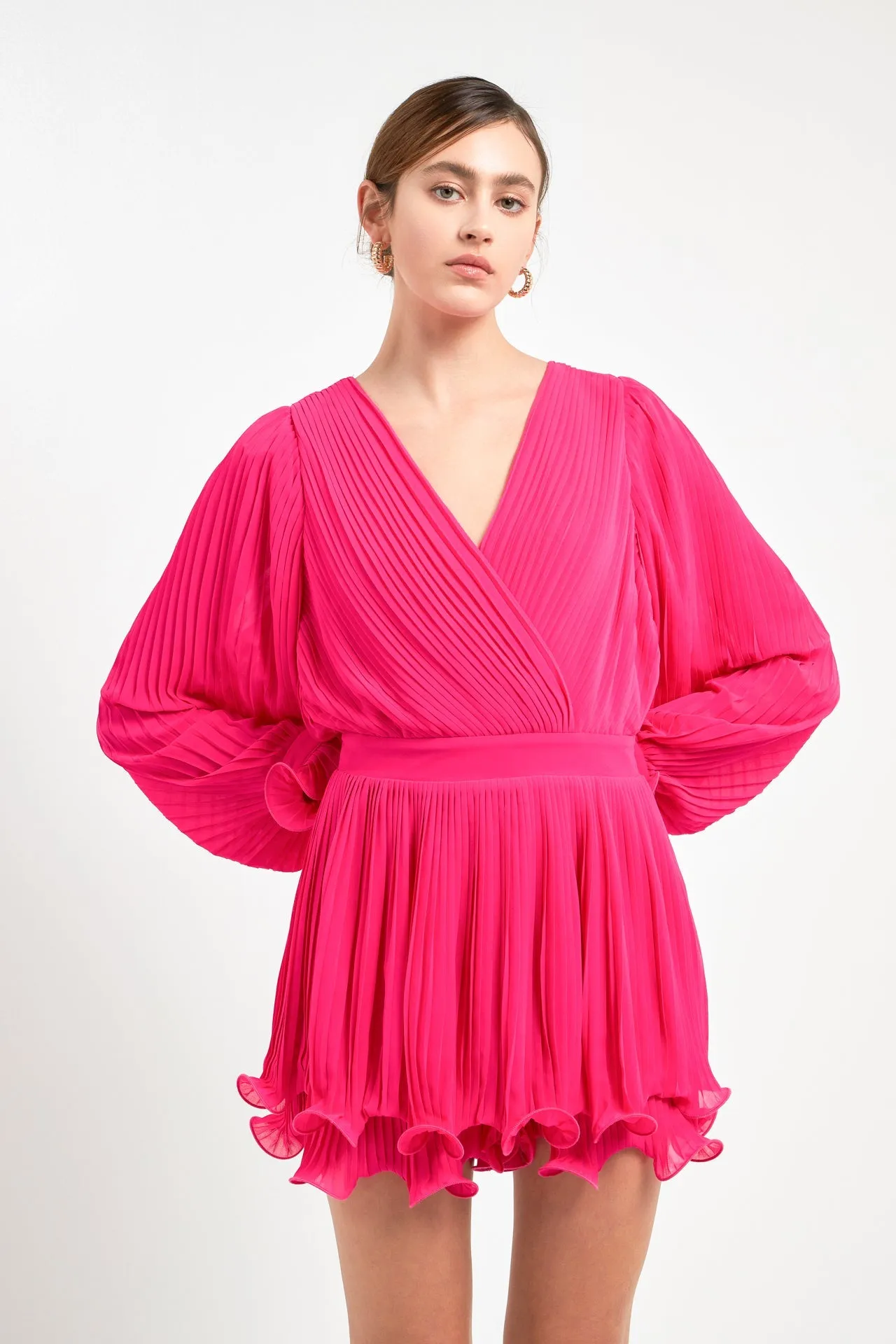 Endless Rose - Pleated Long-Sleeve Romper