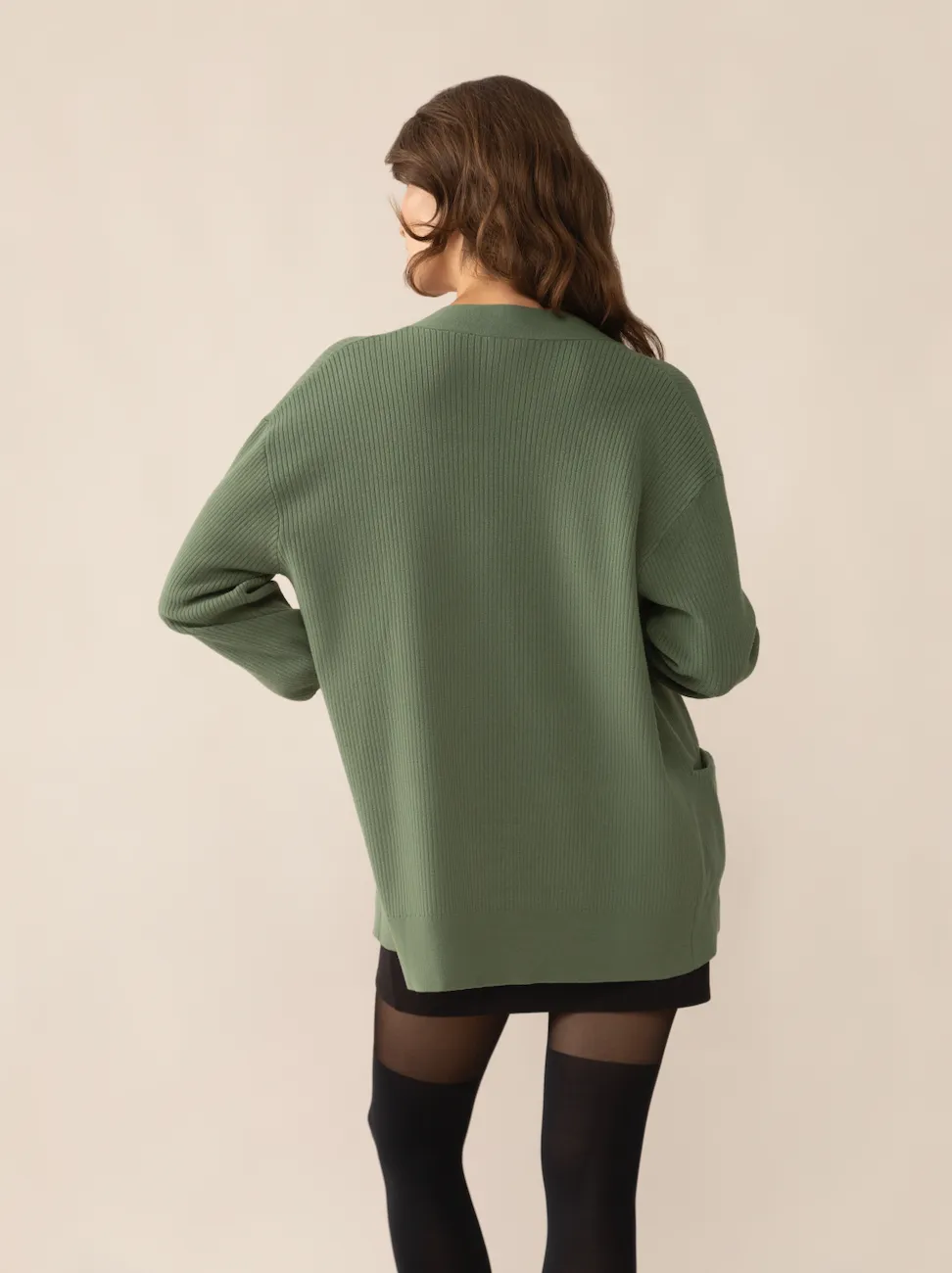 Erin Sweater Knit Cardigan in Moss Green