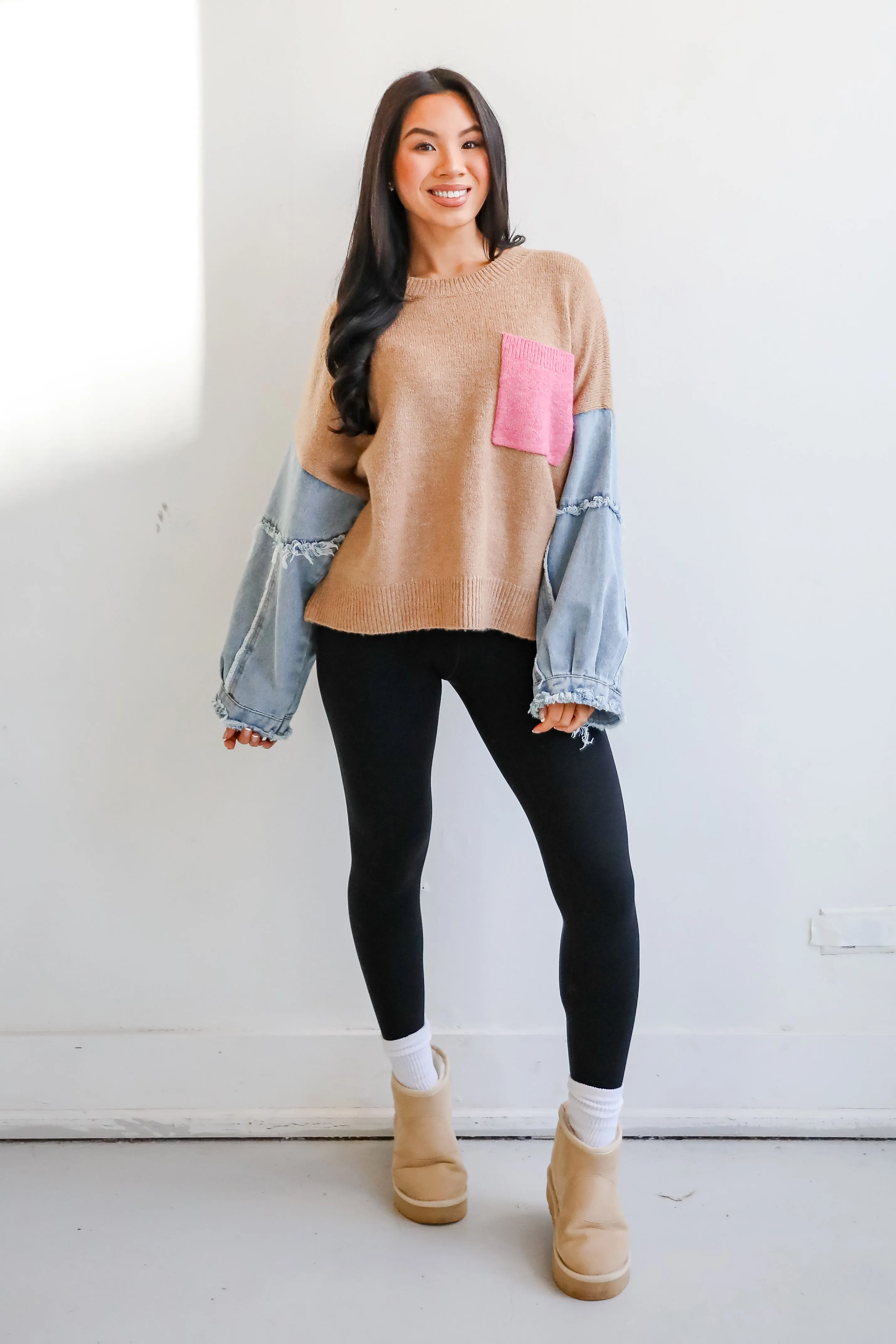 Exceptional Status Contrast Color Block Sweater