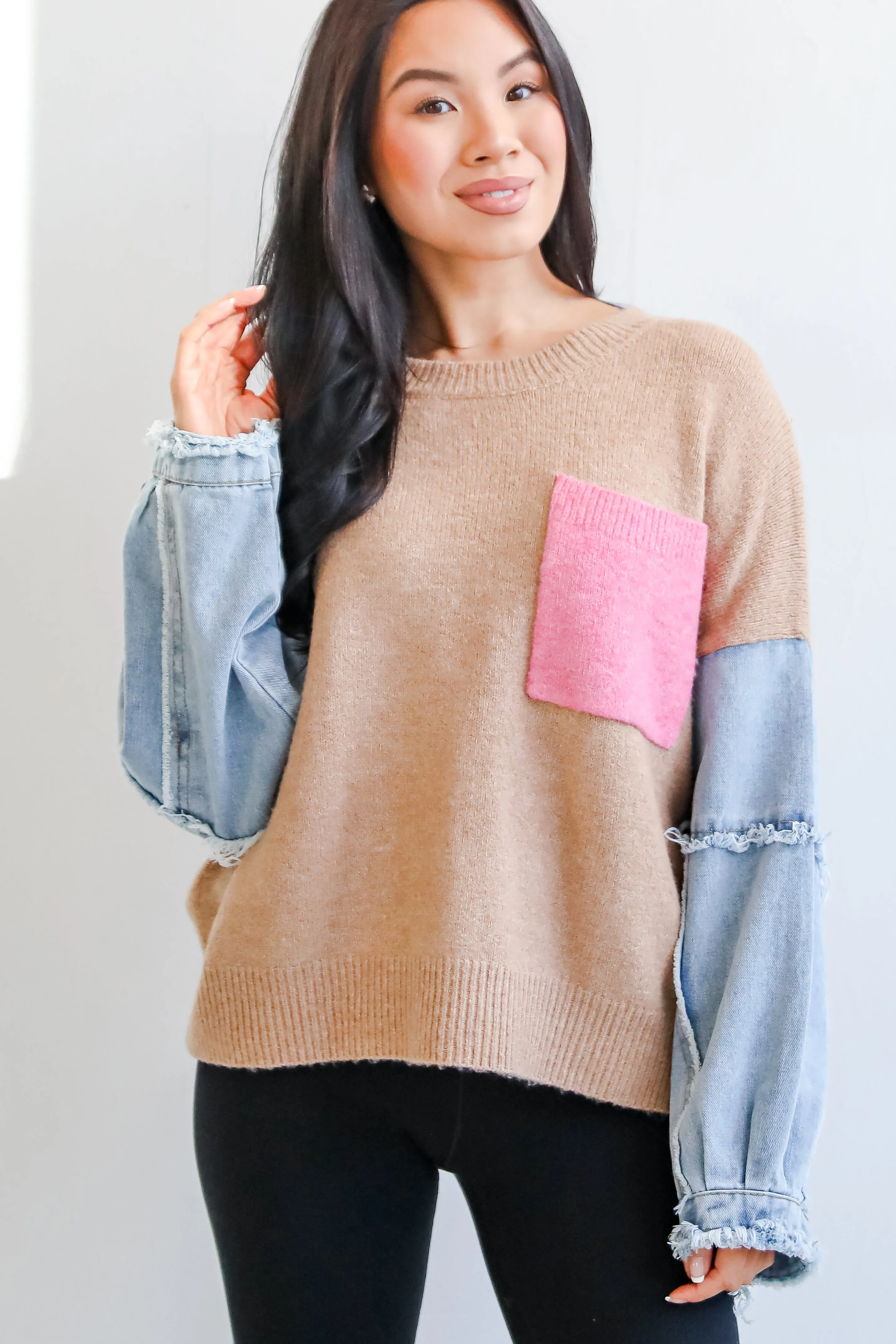 Exceptional Status Contrast Color Block Sweater