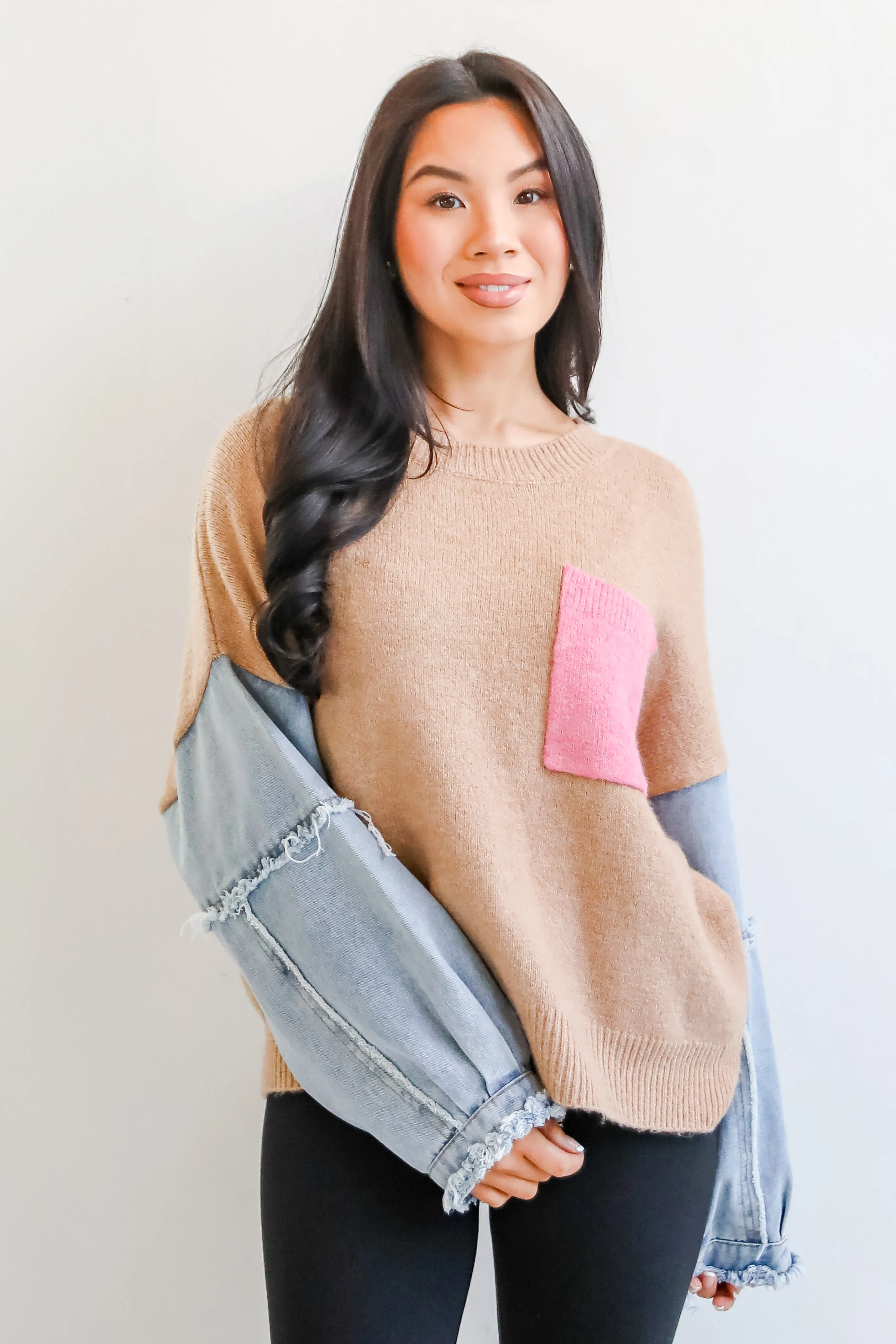 Exceptional Status Contrast Color Block Sweater