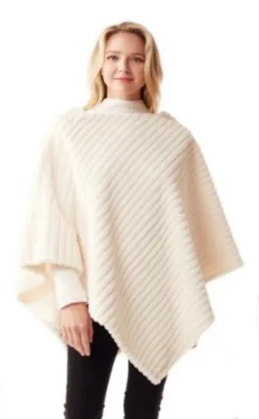 Faux Fur Ribbed Winter Poncho