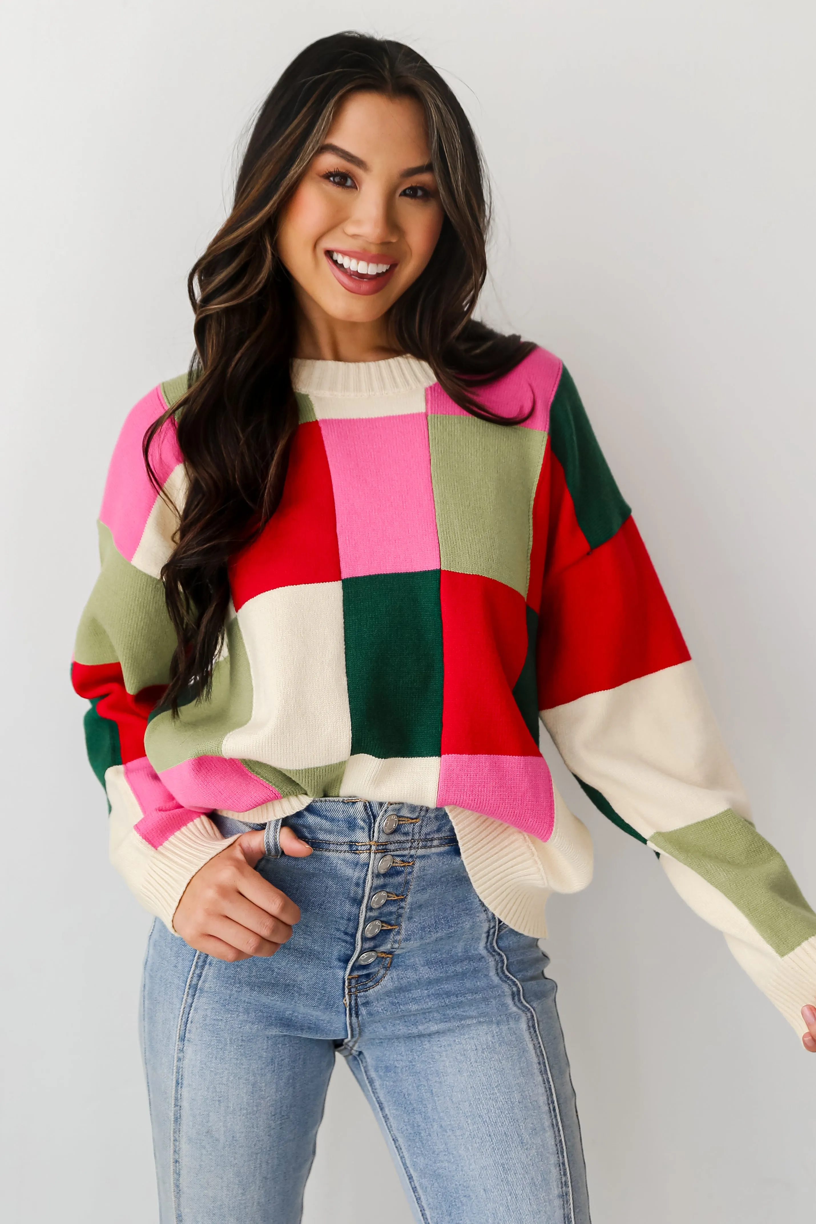 FINAL SALE - Comfiest Trend Checkered Oversized Sweater