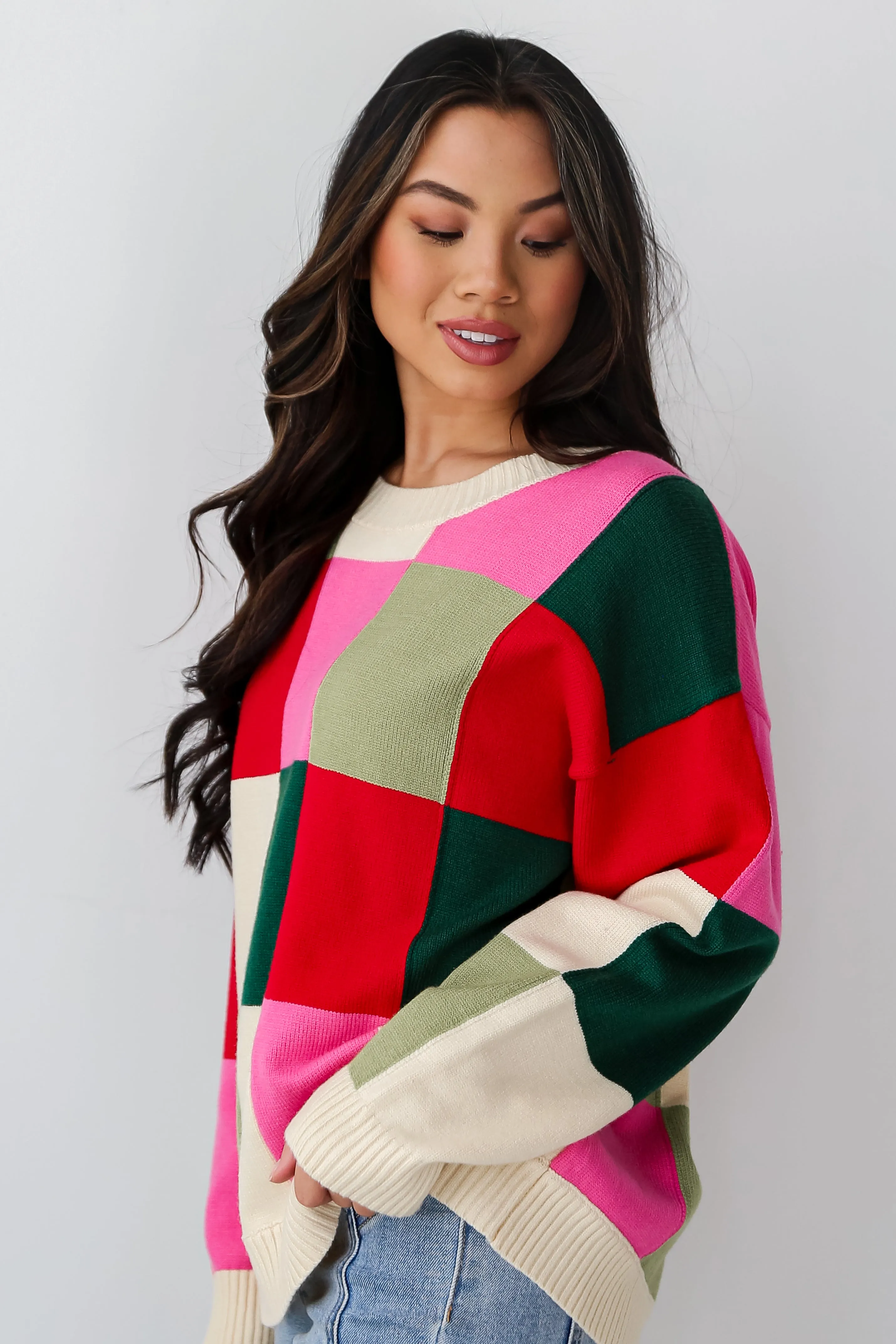 FINAL SALE - Comfiest Trend Checkered Oversized Sweater