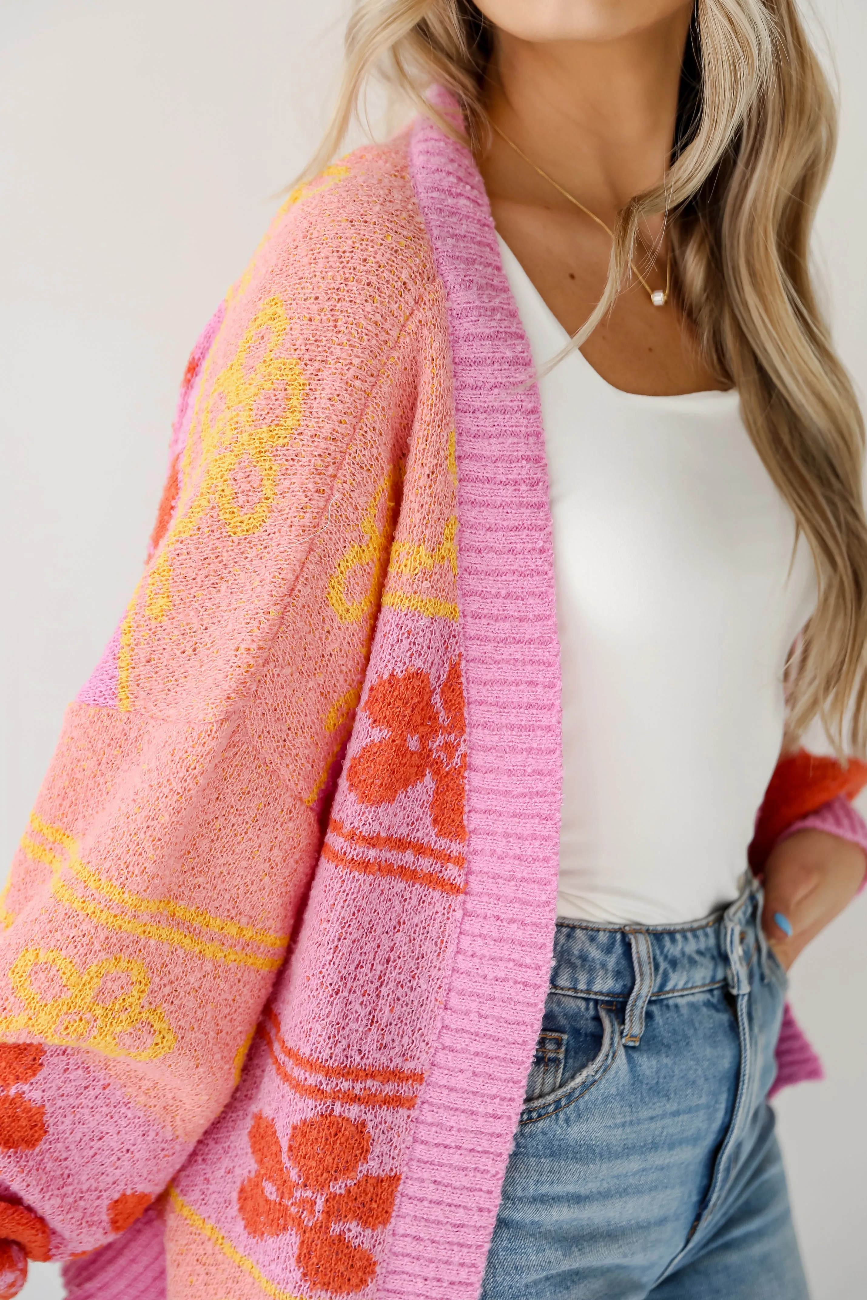 FINAL SALE - Darling Perception Floral Color Block Cardigan - DU DEAL