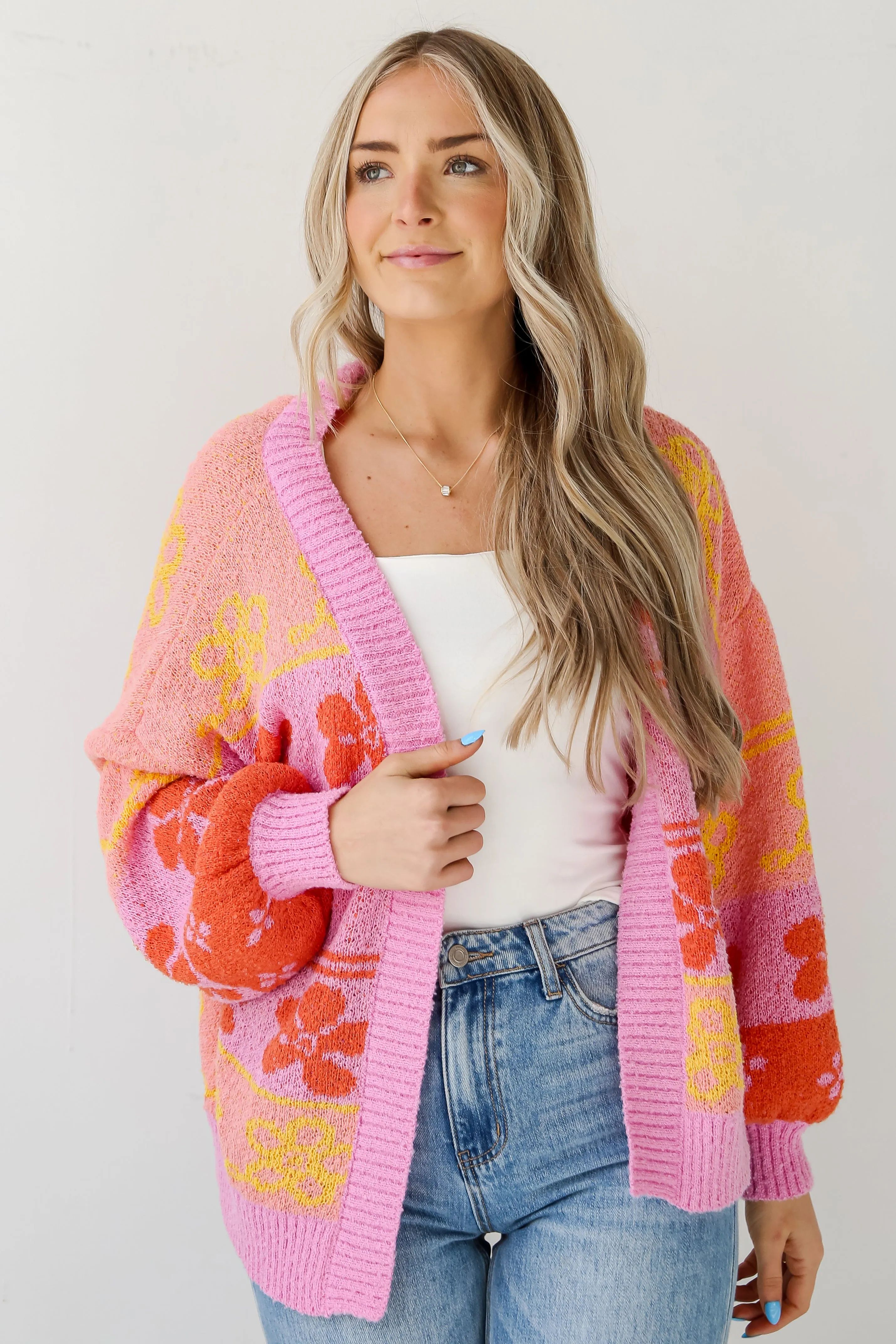 FINAL SALE - Darling Perception Floral Color Block Cardigan - DU DEAL